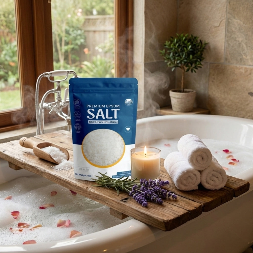 The Intelligent Health Magnesium Sulphate Bath Salts Soak, Muscle Magnesium Epsom Salts for Bathing and Foot Soaking for Women &amp; Men - 1kg Resealable Pouch